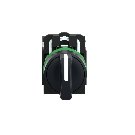 Bouton poussoir tournant manette - Ø22 - 3 pos fix - noir - 2F