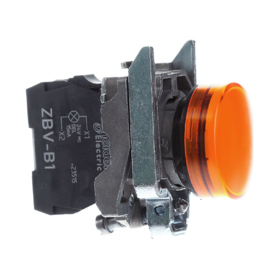 Bouton poussoir voyant lumineux DEL - Ø22 - orange - 24V - vis