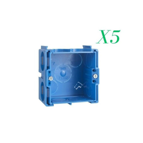 Boîte carrée bleu Lot de 5 - 1 poste – 40 mm – Modulo Multifix
