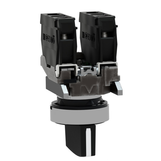 Bouton tournant à manette - Ø22 - 3 pos rap C - noir - 2F – vis