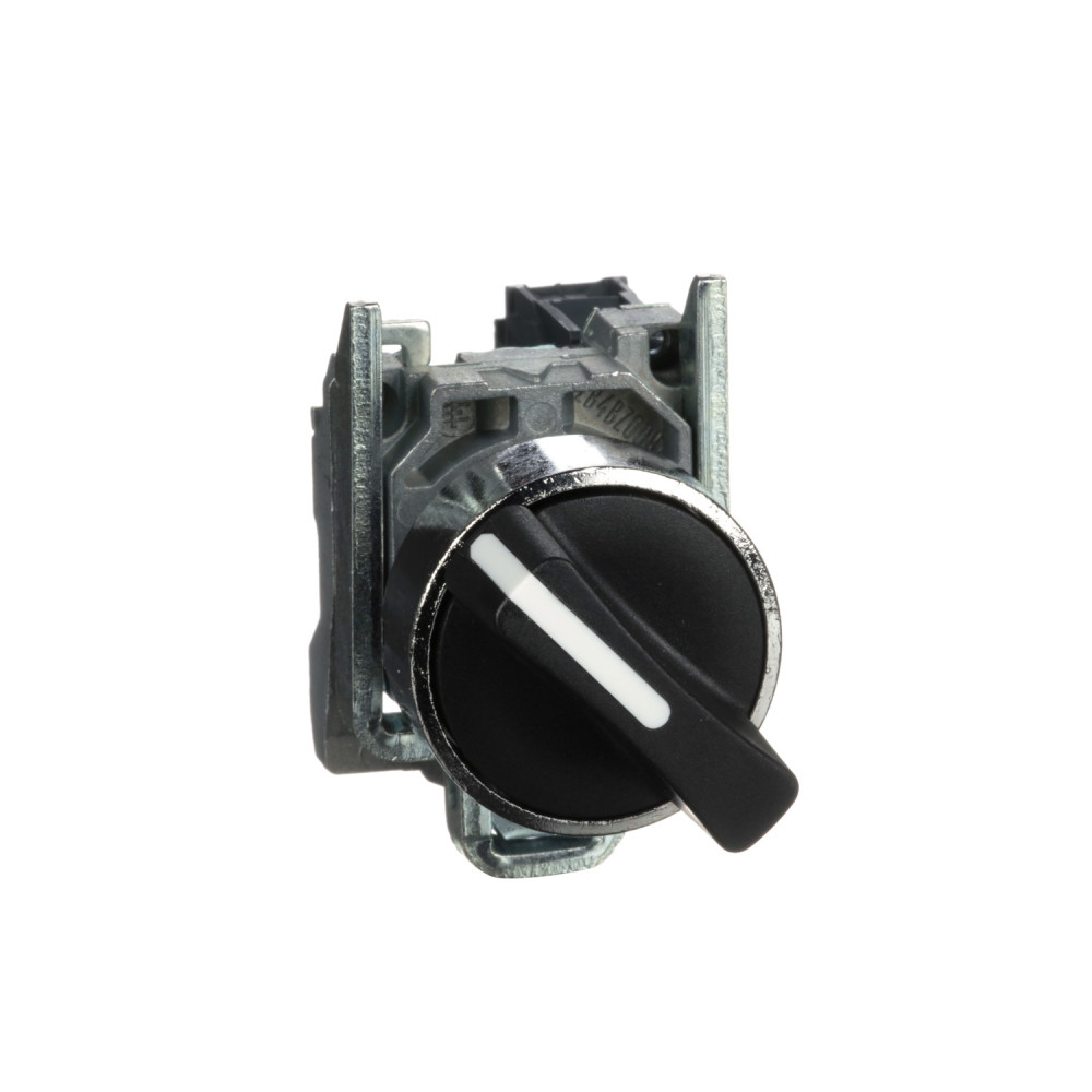 Bouton poussoir tournant manette - Ø22 - 2 pos fix - noir - 1F