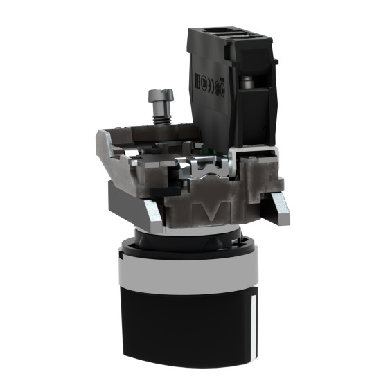 Bouton poussoir tournant manette - Ø22 - 2 pos fix - noir - 1F