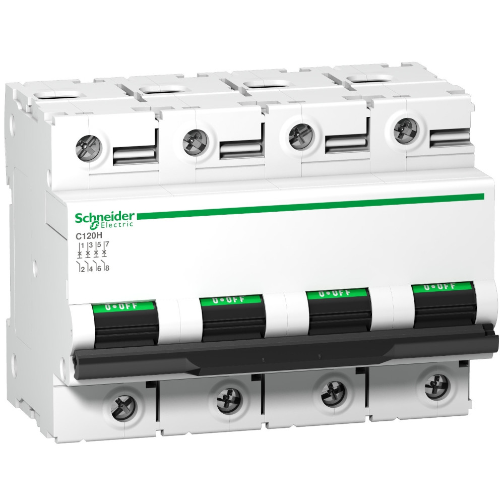 Disjoncteur modulaire 4P 80 A, courbe C, 15 kA Acti9 C120H