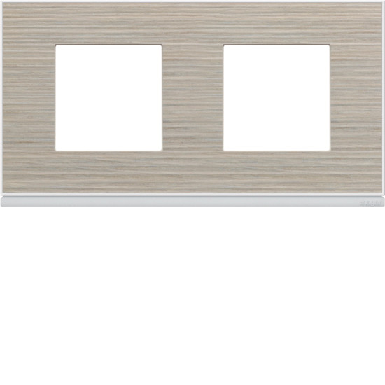 Plaque gallerie 2 postes horizontale 71mm latté - Hager -