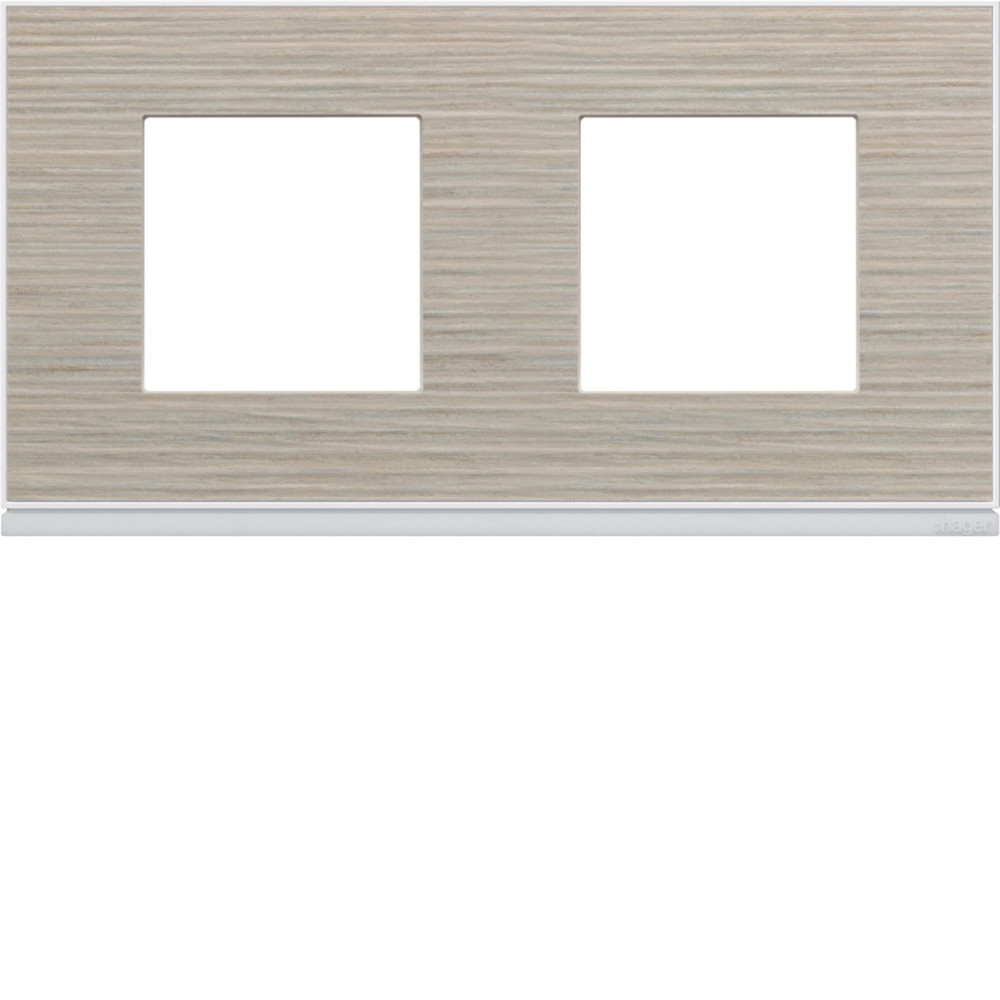 Plaque gallerie 2 postes horizontale 71mm latté - Hager -