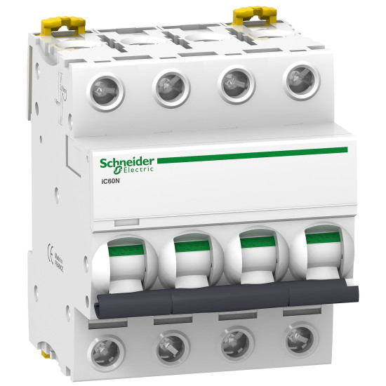 Disjoncteur miniature - 4P - 63A - Courbe C - 400Vca - 6000A/10kA Acti9 iC60N Schneider Electric - A9F77463
