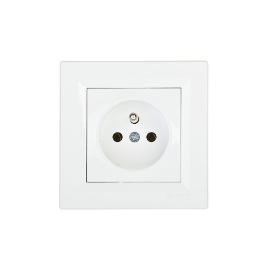Prise de courant simple 2P + T (terre) 16A IP20 blanc Asfora