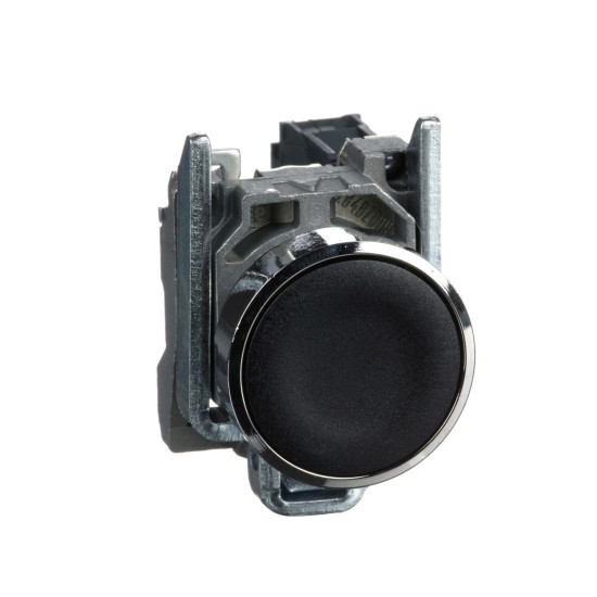 Bouton poussoir à impulsion affleurant - Ø22 - noir - 1F - vis