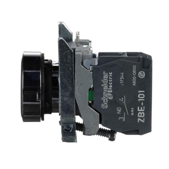 Bouton poussoir à impulsion affleurant - Ø22 - noir - 1F - vis