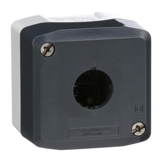 Bouton poussoir boite 1 trou Ø22 - couvercle gris foncé - fond