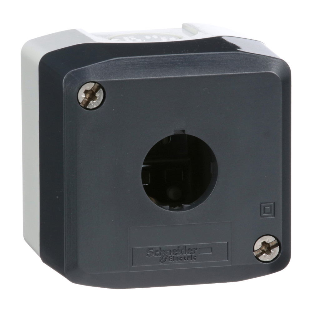 Bouton poussoir boite 1 trou Ø22 - couvercle gris foncé - fond