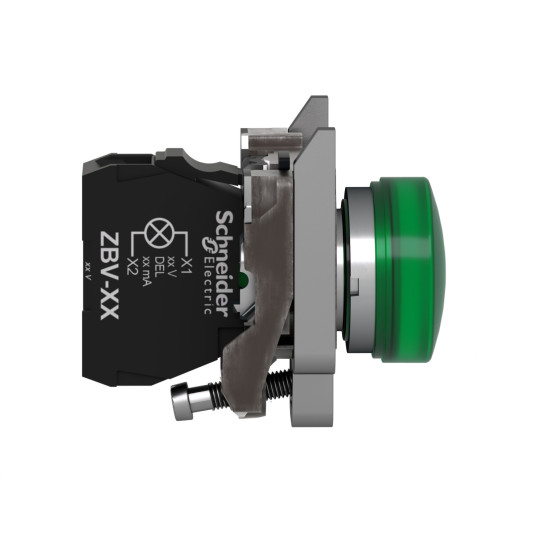 Bouton poussoir voyant lumineux DEL - Ø22 - vert - 24V - vis