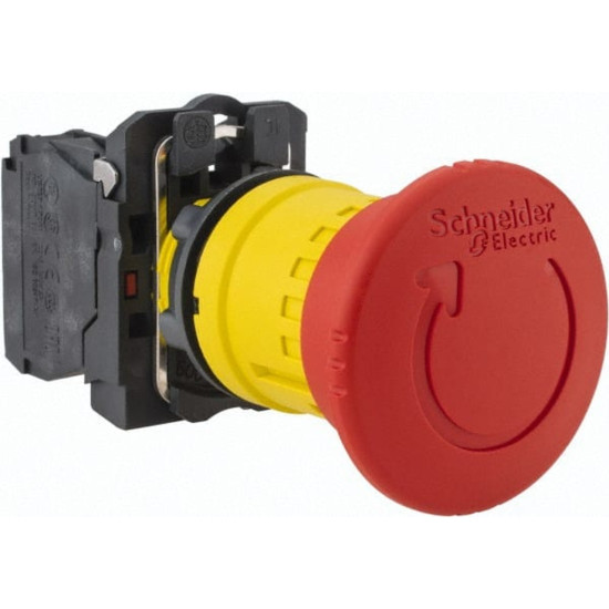 Bouton poussoir arrêt urgence - Ø40 - pousser tourner - rouge -