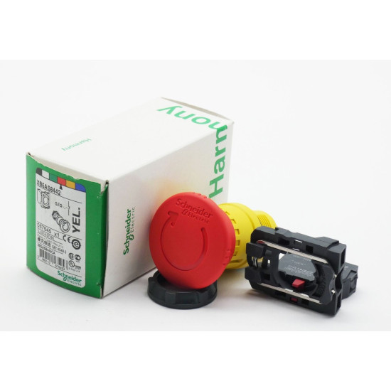 Bouton poussoir arrêt urgence - Ø40 - pousser tourner - rouge -