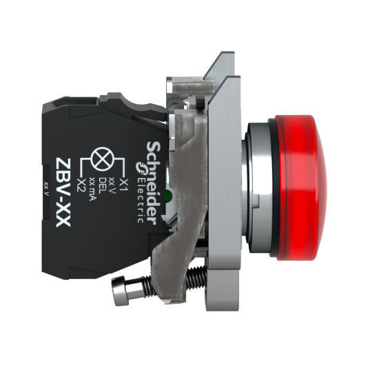 Bouton poussoir voyant lumineux DEL - Ø22 - rouge - 24V - vis