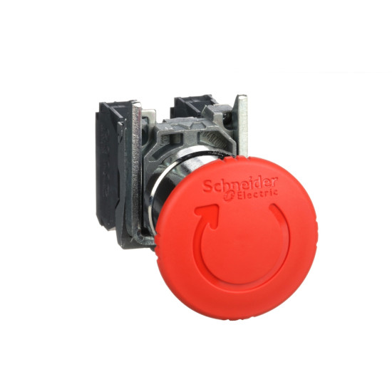 Bouton arrêt urgence - Ø40 - pousser tourner - rouge - 1O+1F –