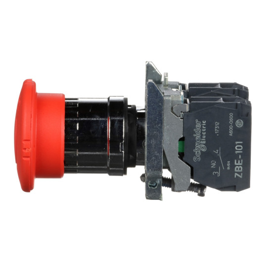 Bouton arrêt urgence - Ø40 - pousser tourner - rouge - 1O+1F –