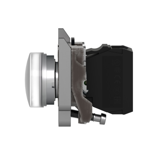 Bouton voyant lumineux DEL - Ø22 - blanc - 230V - vis étrier