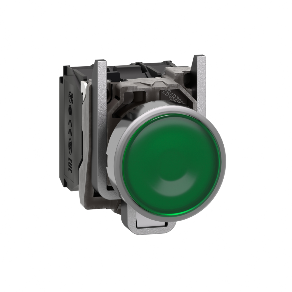 Bouton poussoir lumineux LED - 1F+1O - vert - Ø22 - 24VACDC