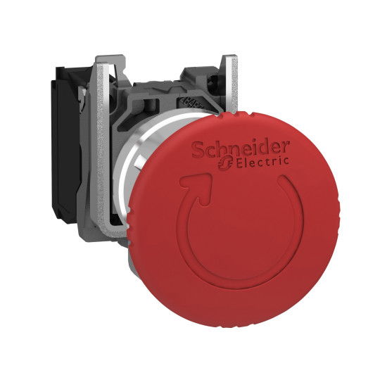 Bouton arrêt urgence - Ø40 - pousser tourner - rouge - 1O – vis