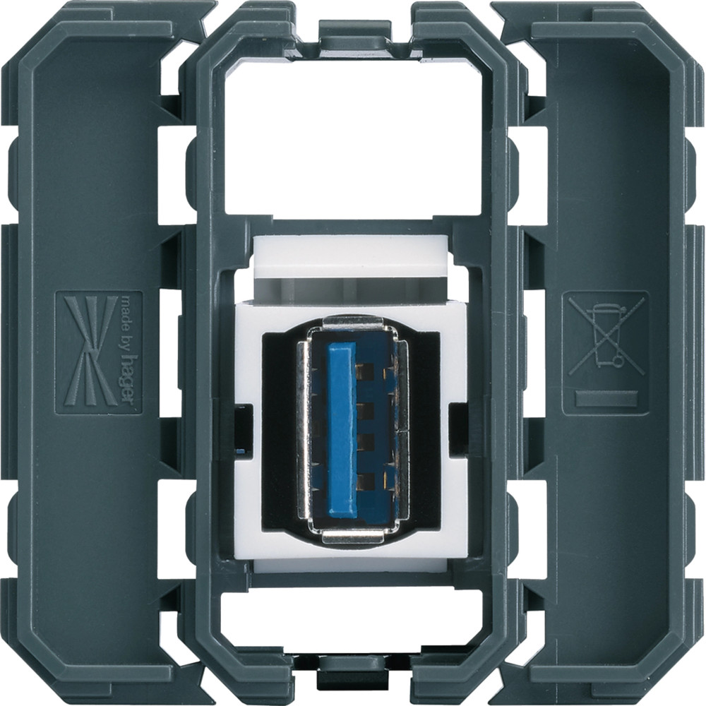 Prise galérie traversante USB 3.0 - Hager - WXF644