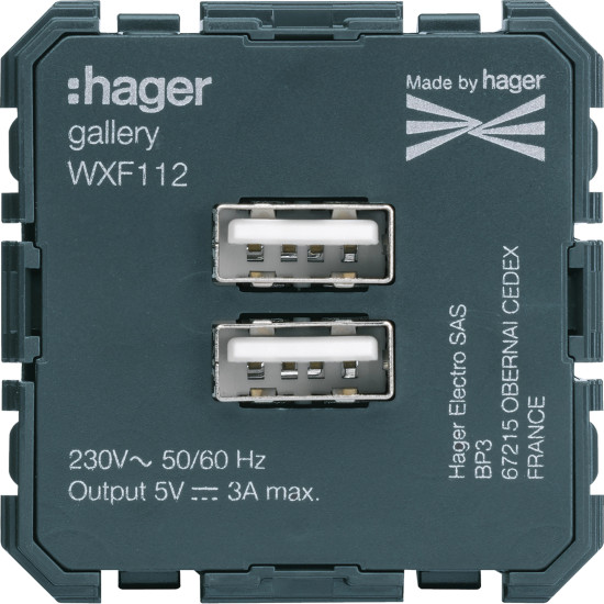 Chargeur galerie USB A+A - Hager - WXF112