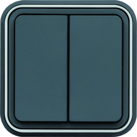 Interrupteur va et vient double cubyko étanche IP55 gris pose