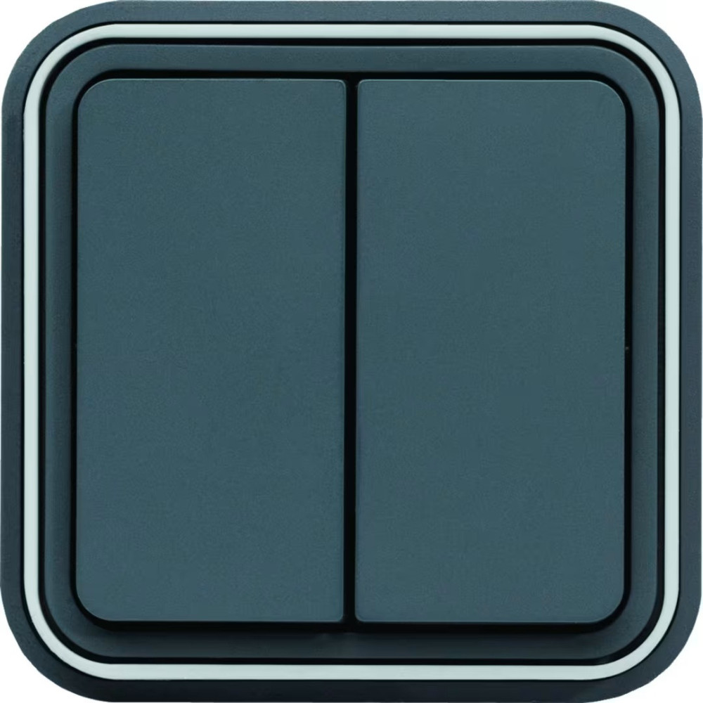 Interrupteur va et vient double cubyko étanche IP55 gris pose