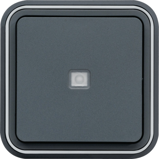 Prise cubyko poussoir LT 1F à voyant témoin encastré gris IP55