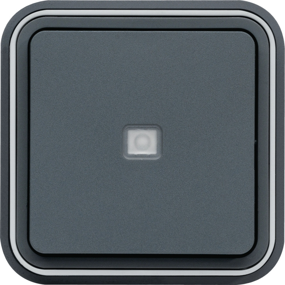 Prise cubyko poussoir LT 1F à voyant témoin encastré gris IP55