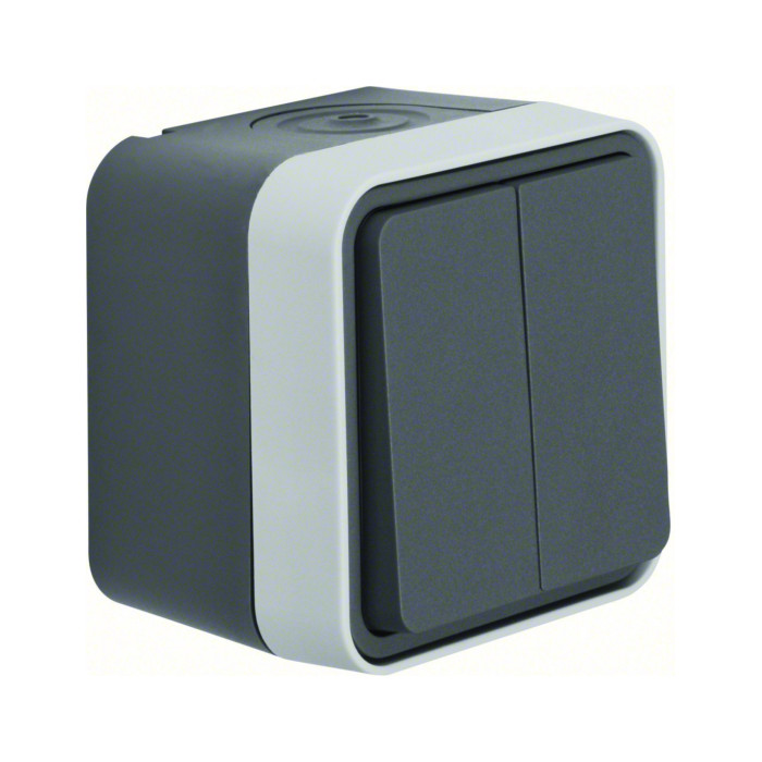 Interrupteur va et vient double cubyko étanche IP55 gris pose