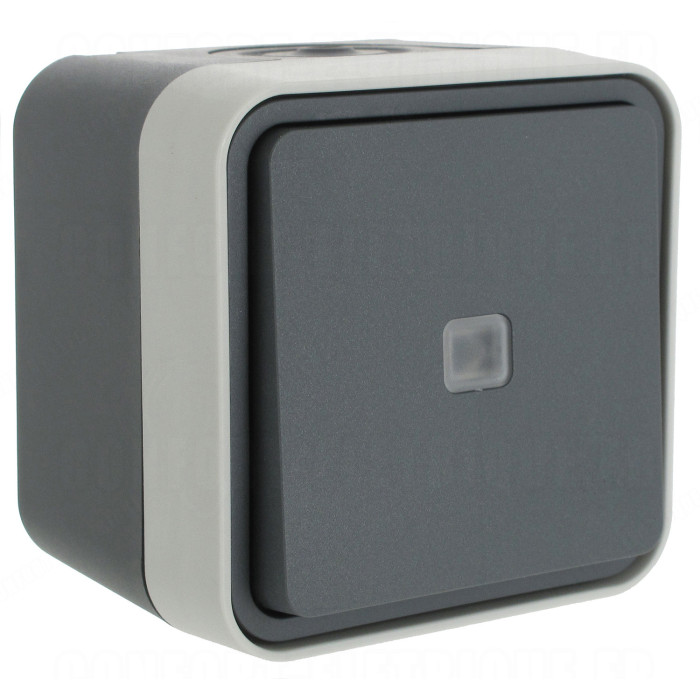 Bouton poussoir 1F à voyant témoin cubyko étanche IP55 pose en saillie - Hager -