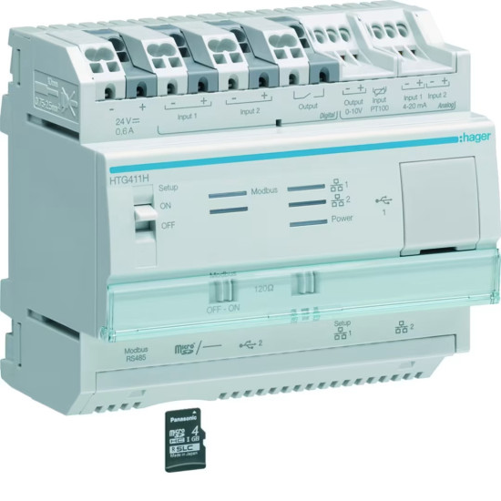 Gestionnaire énergétique agardio manager multi-énergies 210 compteurs - Hager - HTG411H,Gestion de