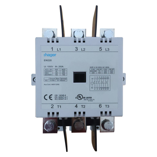 Contacteur industriel 225A-AC3 / bobine 380V 50-60Hz - - Hager - EW220D,Automatisation et contrôle