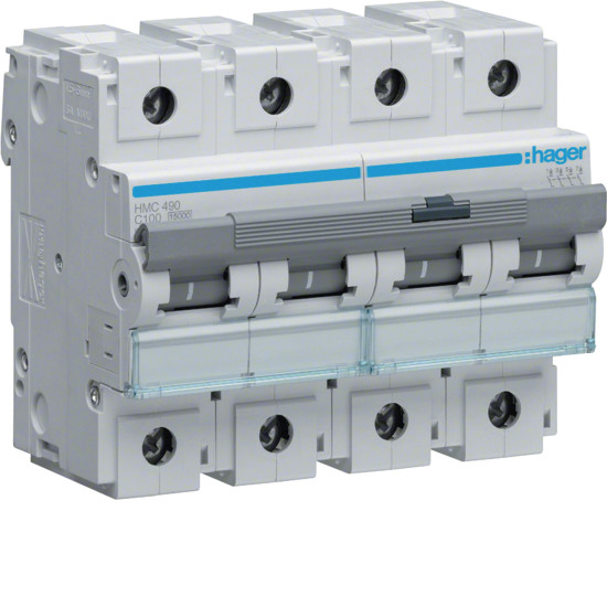 Disjoncteur 100A 4P 15kA Courbe C 6modules - Hager - HMC490,Disjoncteur - Disjoncteur Différentiel