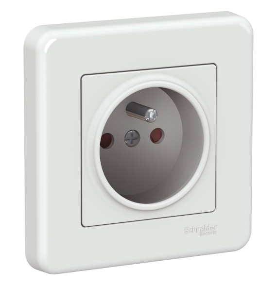 Prise 2P+T Blanc Leona Schneider Electric - LNA2800221
