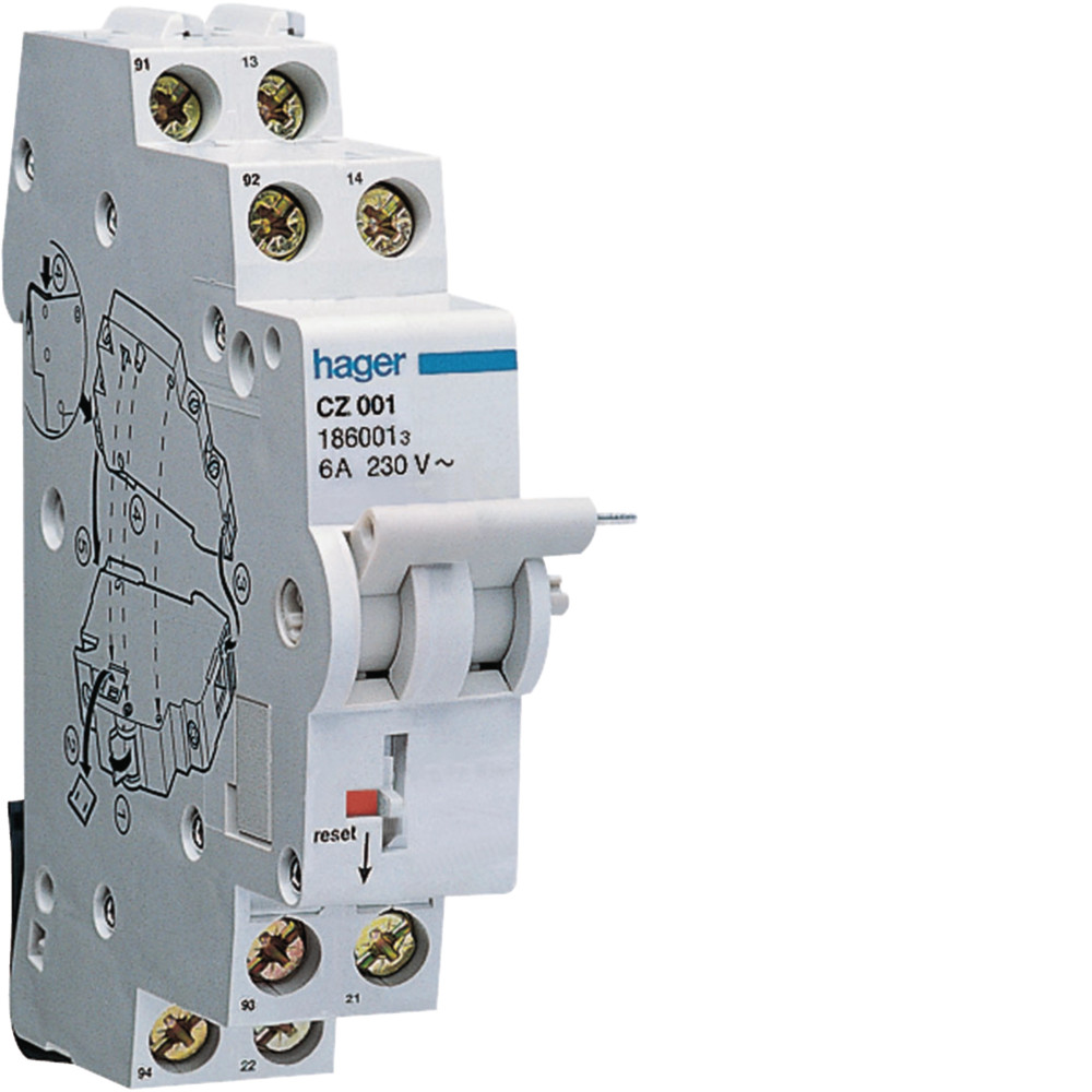 Contact auxiliaire pour interrupteur différentiel 2(1NO+1NC) 6A 240V AC - Hager -