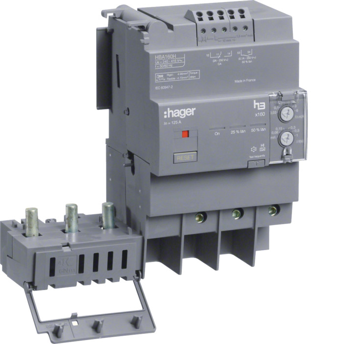 Bloc différentiel électronique x160 3P 160A Idn réglable & déclenchem tempo fixe - Hager -