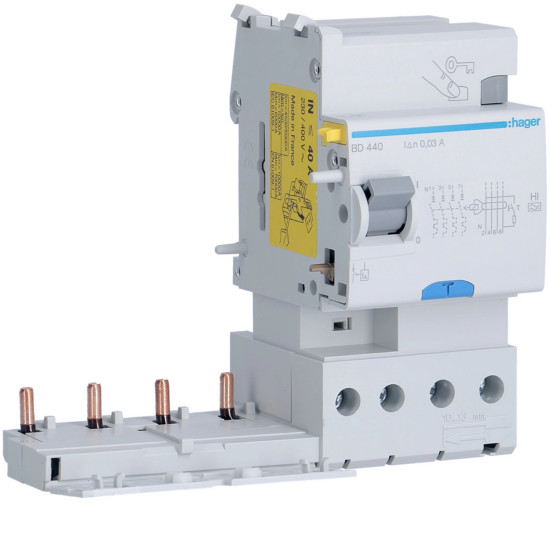 Bloc différentiel 4P 63A 30mA type A haute immunité - Hager - BD463,Disjoncteur - Disjoncteur