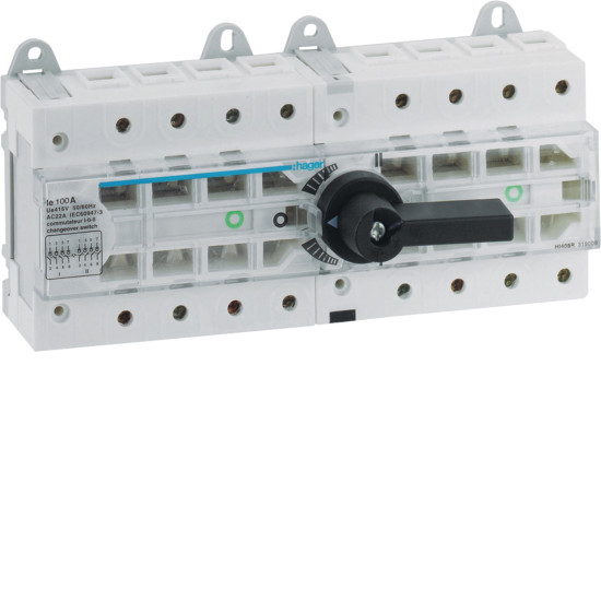 Inverseur de source modulaire 4P In100A Ue380 - 690Vac Poignée rotative courte - Hager -