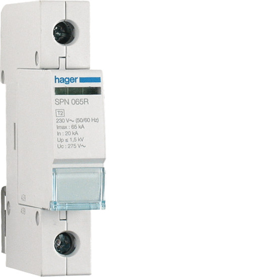 Cartouche 65KA 275V pour parafoudre débrochable avec réserve - Hager - SPN065R,Parafoudre