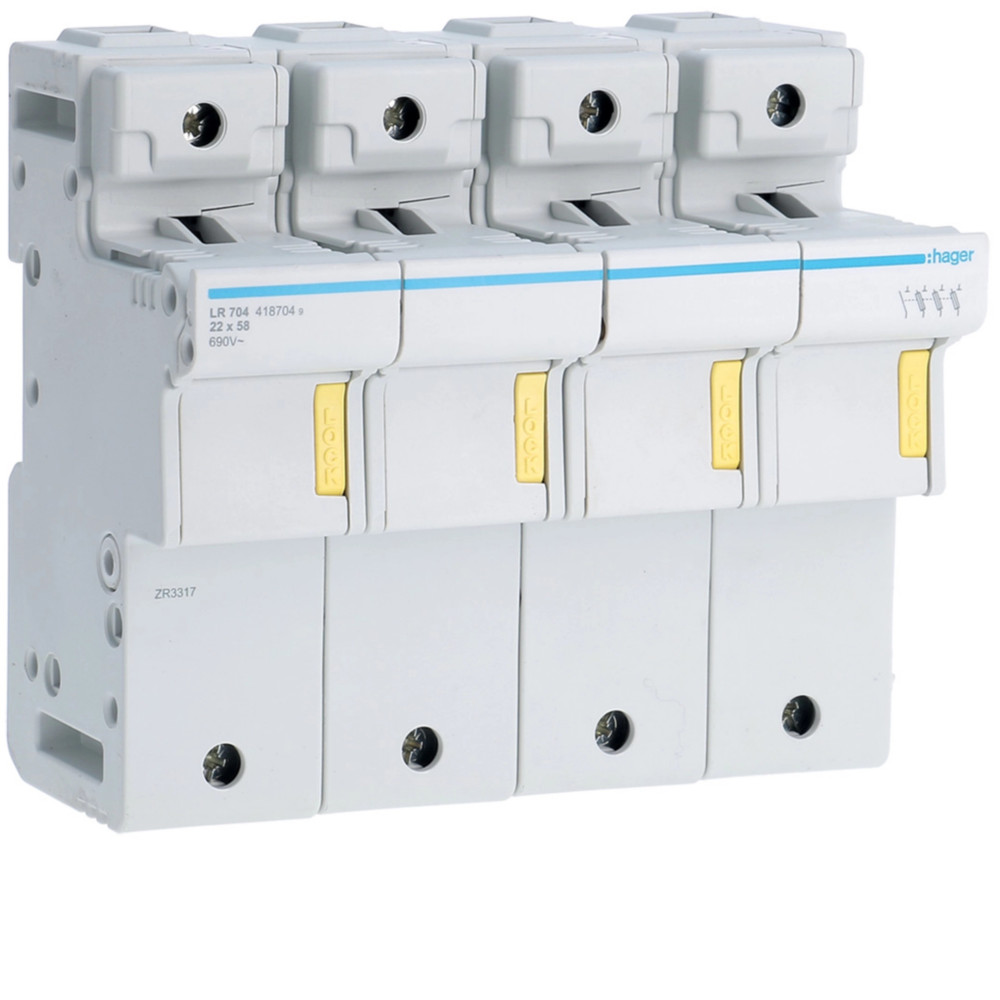 Porte-fusible sectionnable type L58 ​​3P+N 125A 690V - Hager - LR704,Disjoncteur - Disjoncteur