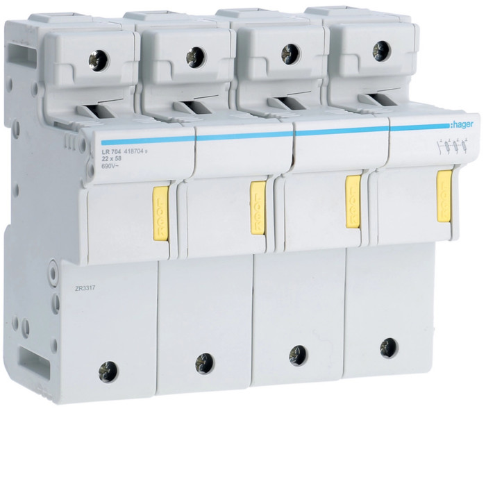 Porte-fusible sectionnable type L58 ​​3P+N 125A 690V - Hager - LR704,Disjoncteur - Disjoncteur
