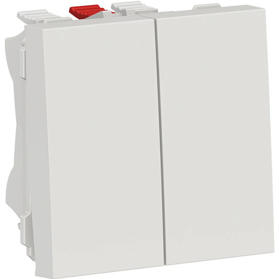 Interrupteur double, New unica, 1 pôle 2 contacts, 10AX, 2 modules, bornes sans vis, IP4X, blanc -