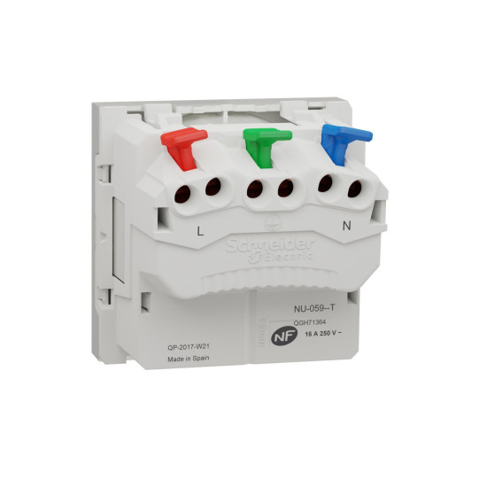 Prise 2P+T - FR - 90° - goulotte - connex rapid - Blanc anti -New Unica Schneider Electric -