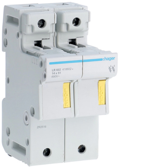 Porte-fusible 2P 50A 690V L51 3M - Hager - LR602,Disjoncteur - Disjoncteur Différentiel -