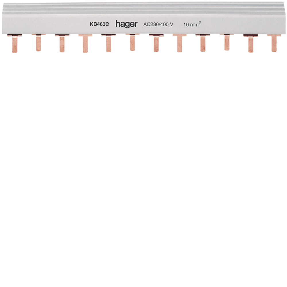 Barre de pontage 3P+N 63A à languette 10mm² 6modules - Hager - KB463C,Prise & Coffret Industriels