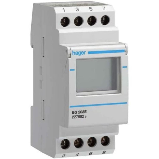 Interrupteur horaire électronique 2 voies sur 7 jours, version évoluée - Hager - EG203E,Bouton