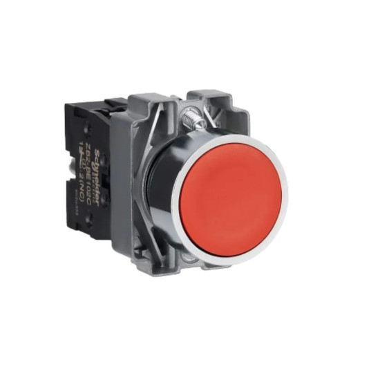 Bouton-poussoir complet, métal, encastré, rouge, 22 mm, à rappel par ressort, Easy Harmony XB2