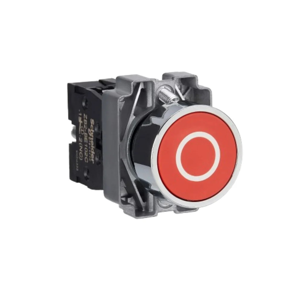 Bouton-poussoir, métal, encastré, rouge, 22 mm, 1NC Easy Harmony XB2 Schneider Electric -